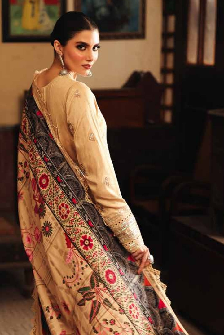 3 Piece Stitched Embroidered Jacquard Suits Collection By Nureh Maya Linen - 03