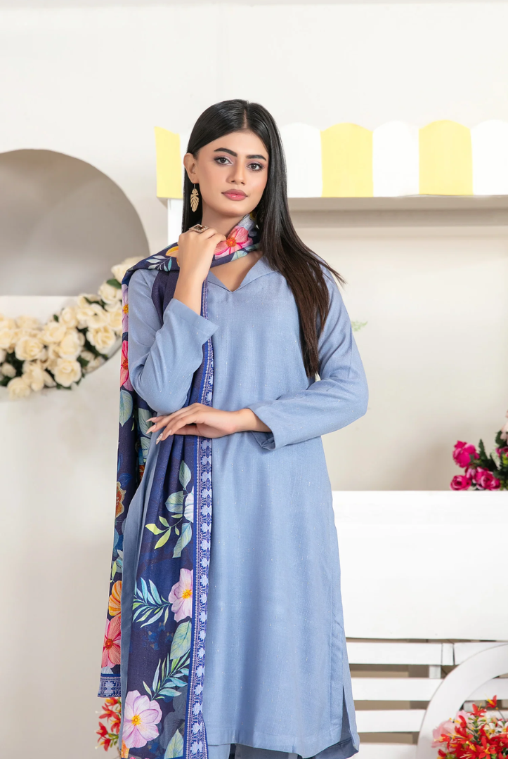 3 Piece Stitched Fancy Printed Leather Peach Laila by Tawakkal  Winter Collection D-4715