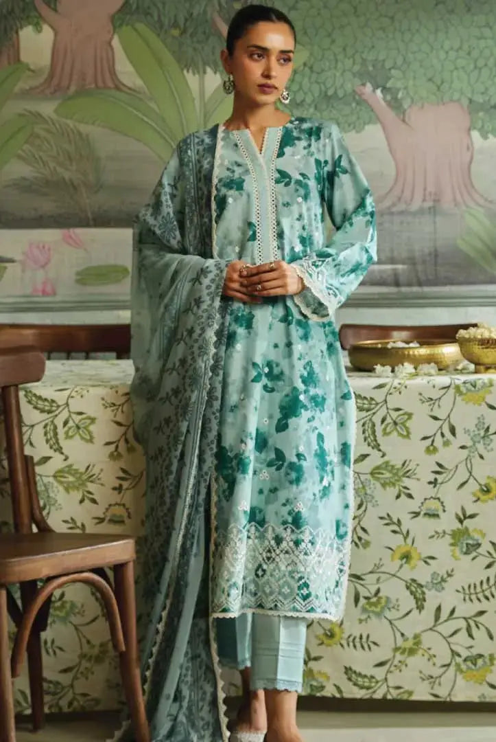 3 Piece Sehar Cross Stitch Cambric Suit - 07