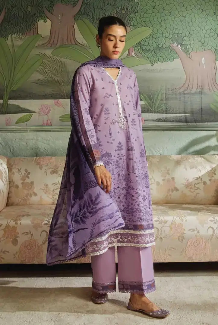 3 Piece Sehar Cross Stitch Cambric Suit - 11