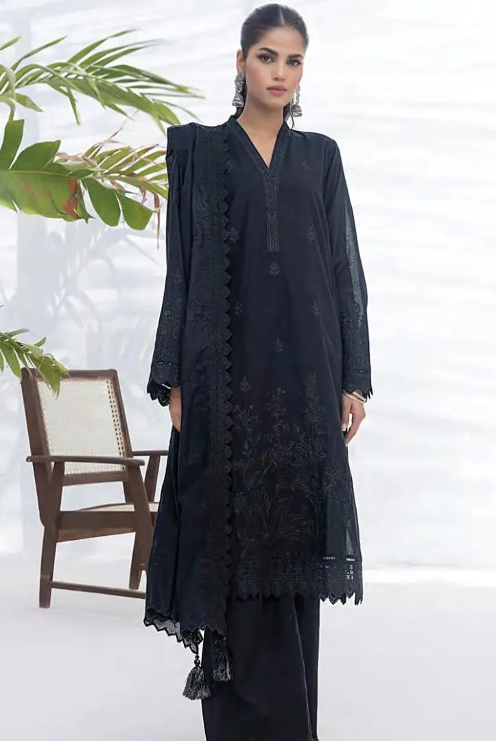 3 Piece Stitched Embroidered Lawn Monochrome Collection From Lakhany By LSM - 06