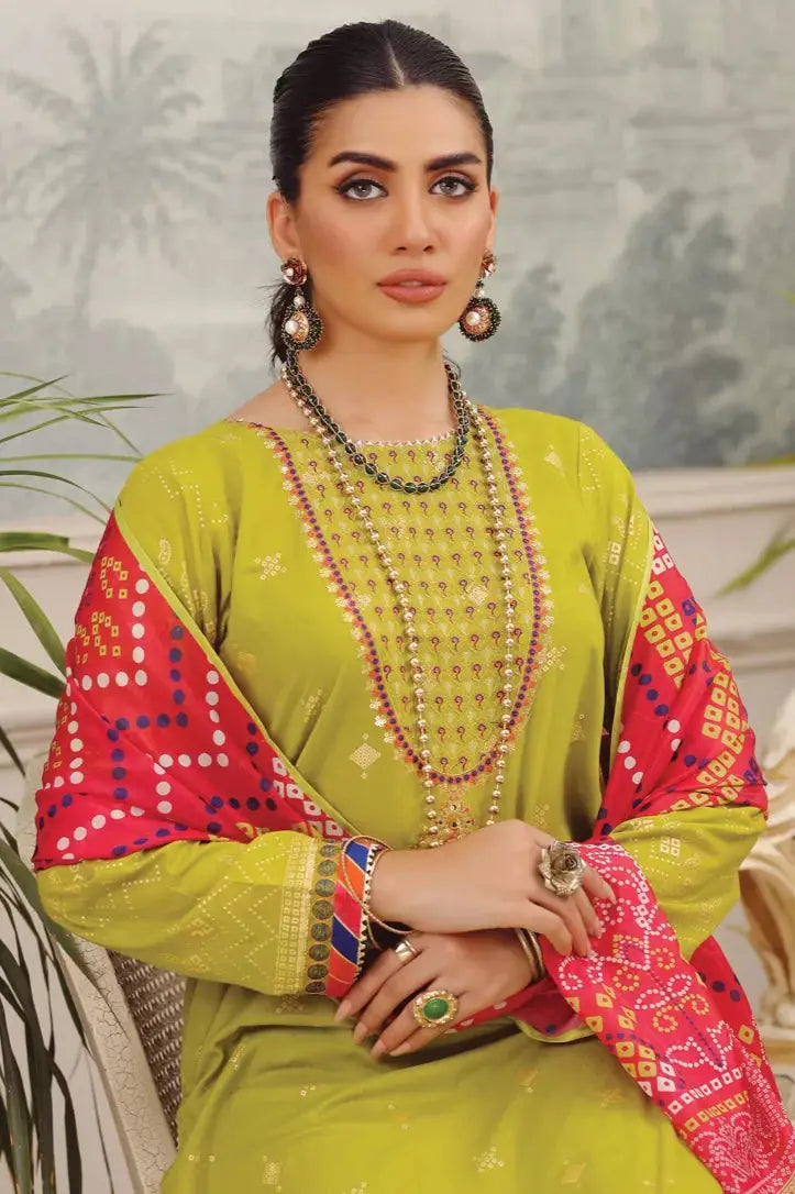 3 Piece Stitched Embroidered Lawn Suit By LSM Gold Lakhany - AN-00786