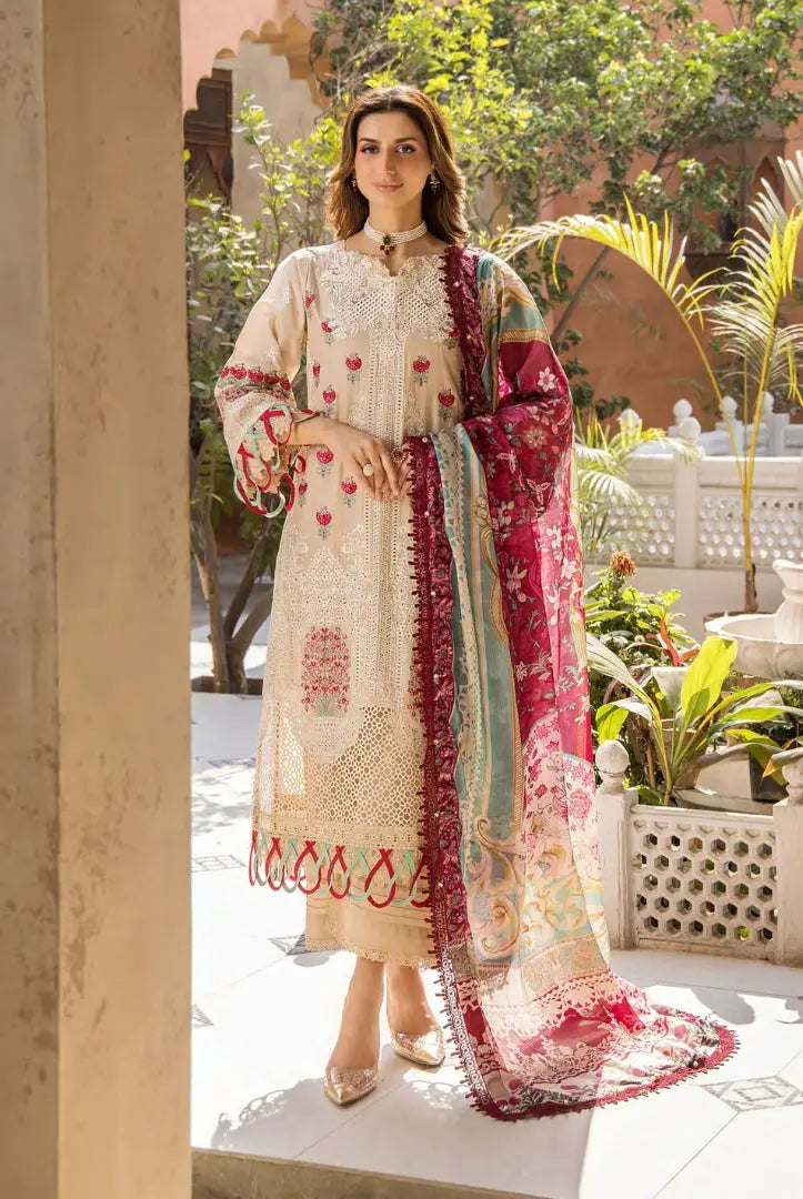 3 Piece Stitched Luxury Lawn Embroidered Suits Collection By Eshaisha - MAJESTIC AURA