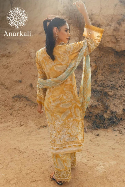 Nureh Gardenia Embroidered Chikankari Collection 3Piece Stitched Suit (Yellow)