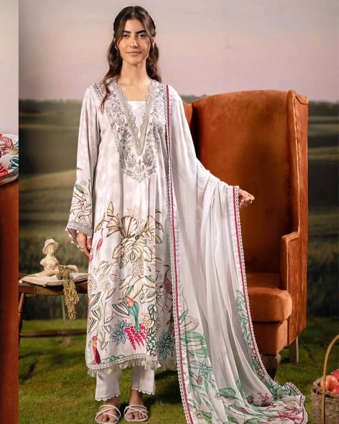 3 Piece Stitched Embroidered Linen Casual - Pre/Fall 25 Winter M.Basics by MARIA.B  - MBPF#04