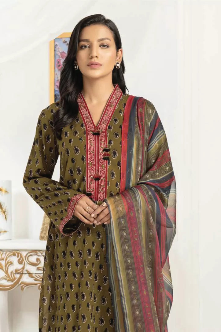 2 Piece Stitched Suit By Limelight - OLIVE GREEN