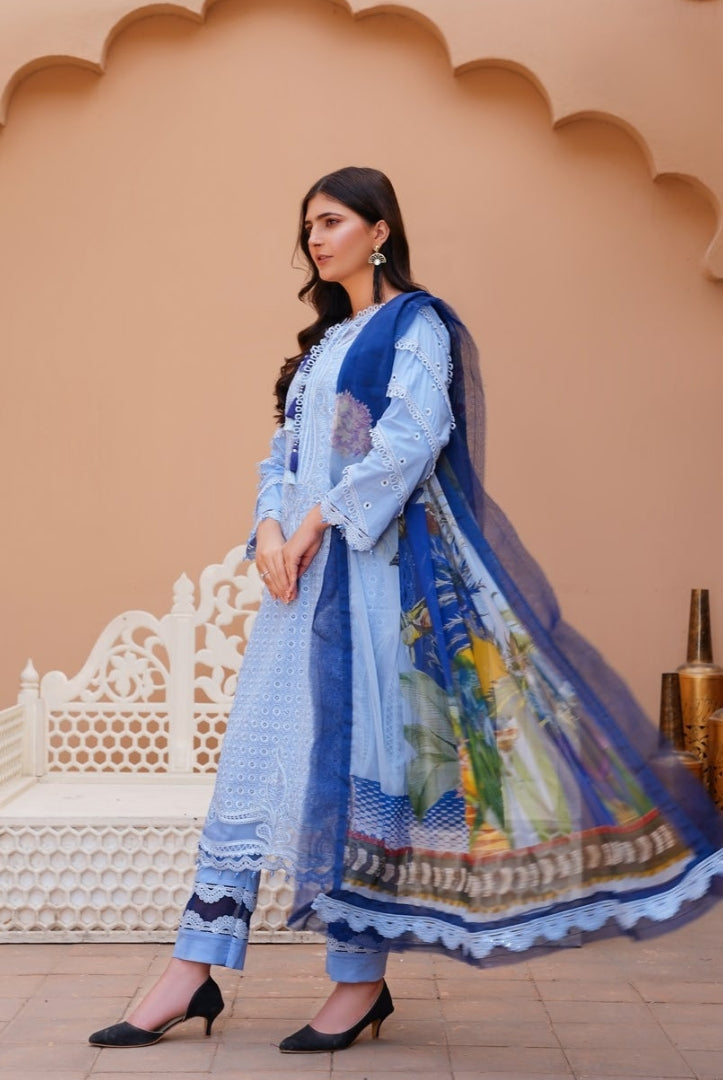 Qaus-e-Qaza 3 Piece Stitched Luxury Eid Lawn'24 Suit - NAZAKAT