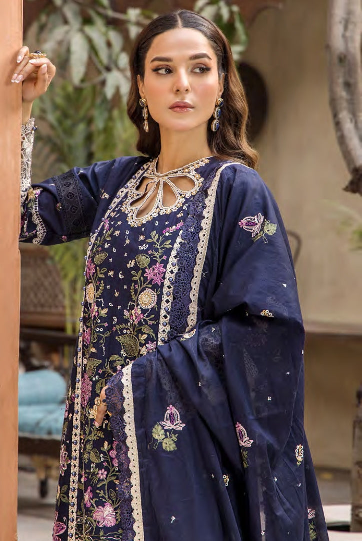 3 Piece Stitched Luxury Lawn Embroidered Suits Collection By Eshaisha - VELVET NIGHT
