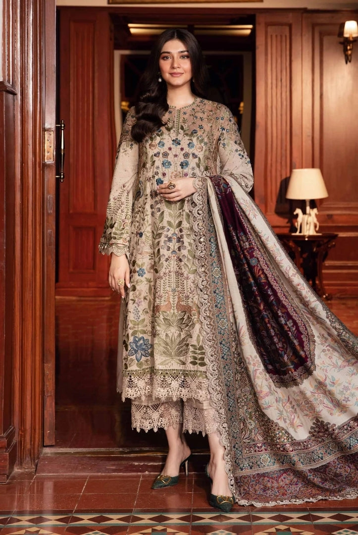 3 Piece Stitched Embroidered Linen Suit From Maria.B Winter Luxe'24 Collection - 06