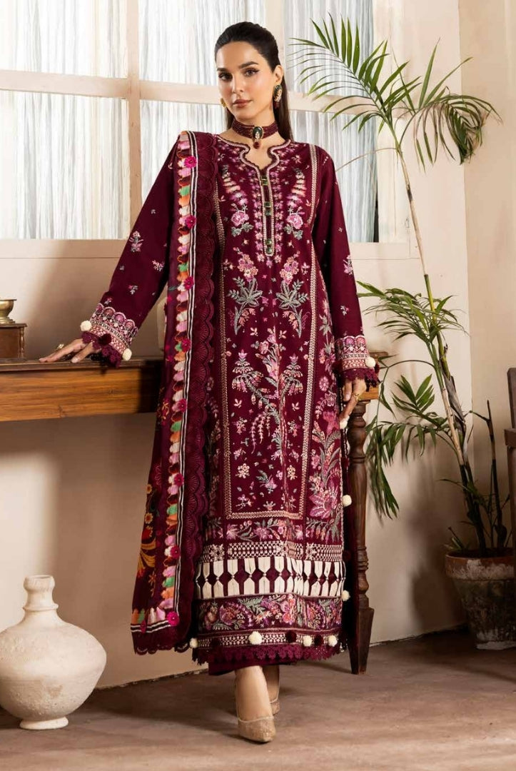 3 Piece Stitched Luxury Embroidered Winter Collection By Eshaisha - 06