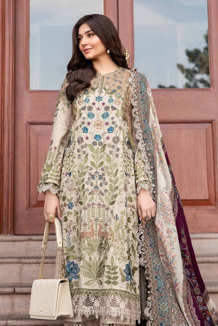 3 Piece Stitched Embroidered Linen Suit From Maria.B Winter Luxe'24 Collection - 06