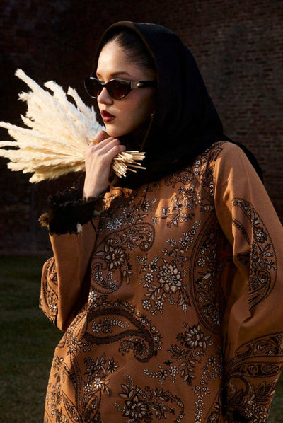 3 Piece Stitched Embroidered Khaddar Suit From Zara Shahjahan Winter Shawl Collection - ROYA