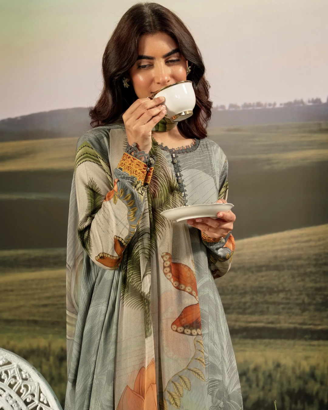 3 Piece Stitched Embroidered Linen Casual - Pre/Fall 25 Winter M.Basics by MARIA.B  - MBPF#06