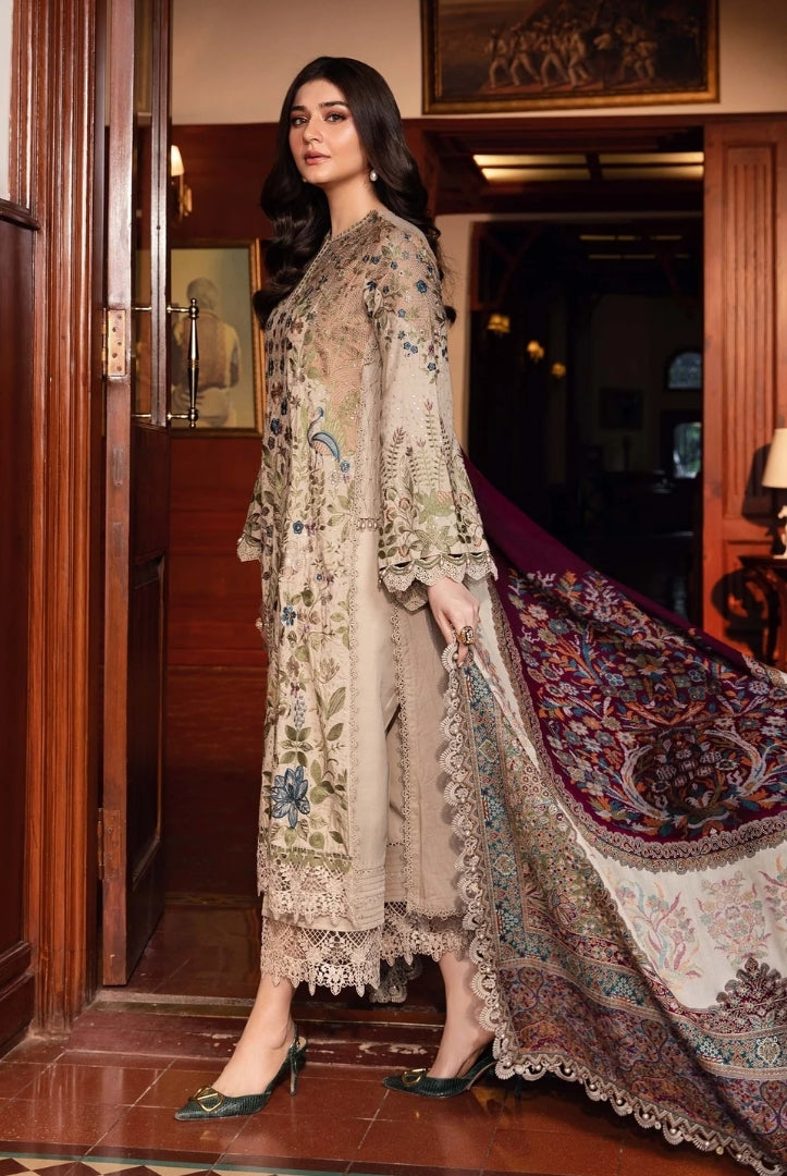 3 Piece Stitched Embroidered Linen Suit From Maria.B Winter Luxe'24 Collection - 06