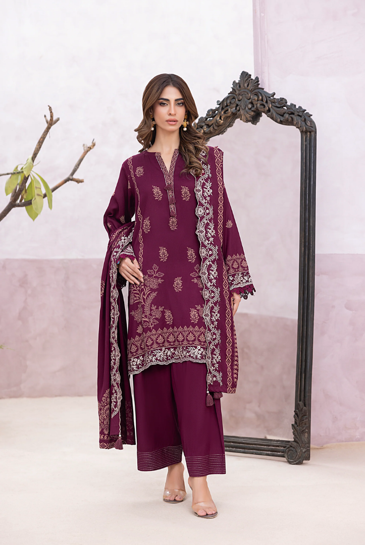 3 Piece Stitched Winter Essentials By LSM Lakhany Embroidered Cashmi Wool LG-UB-0210-C