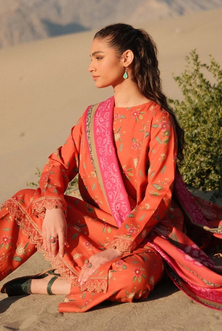 3 Piece Stitched Printed Khaddar Suit From M.Basics By Maria.B Collection - 07
