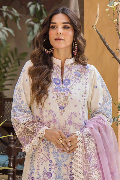 3 Piece Stitched Luxury Lawn Embroidered Suits Collection By Eshaisha - DREAMY AMETHYST