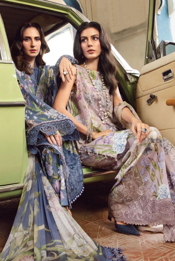 3 Piece Stitched Embroidered Linen Rani Mahal by Maria B M prints Fall Edit'25 Winter Collection MB25FE-8B