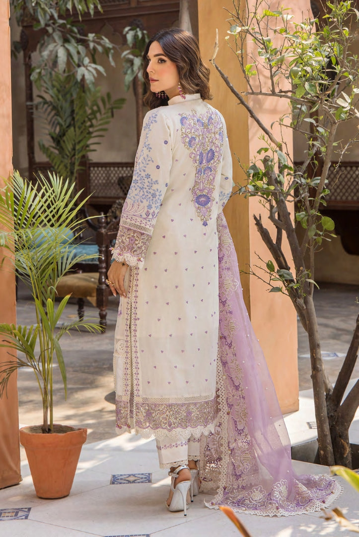 3 Piece Stitched Luxury Lawn Embroidered Suits Collection By Eshaisha - DREAMY AMETHYST