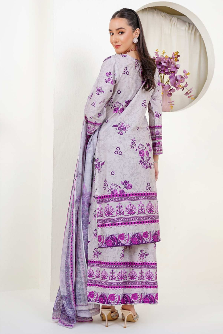 3 Piece Stitched Digital Printed Embroidered Lawn Suit From Zara '25 Collection - FUTURISTIC