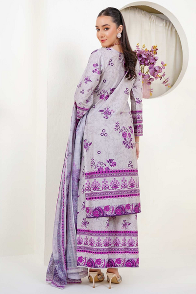 3 Piece Stitched Digital Printed Embroidered Lawn Suit From Zara '25 Collection - FUTURISTIC