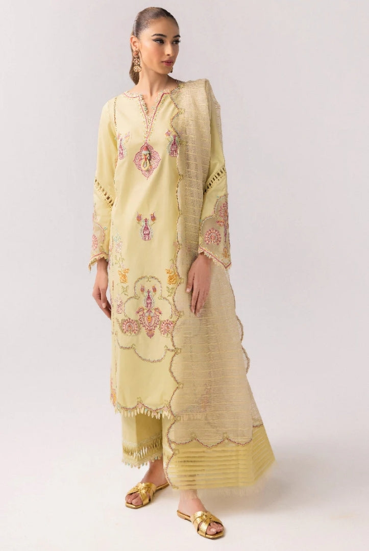 3 Piece Stitched Luxury Suits From Qalamkar Basic Pret'25 Collection - AFRA
