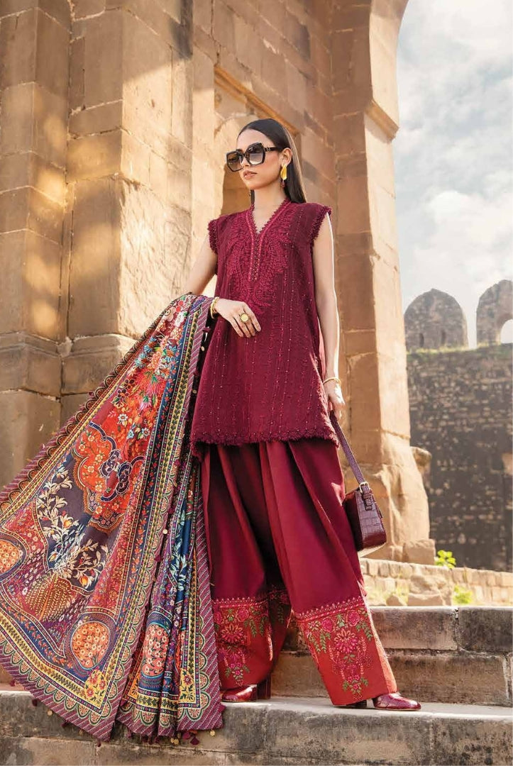 3 Piece Stitched Printed Linen Suit From Maria.B M.Prints Winter Edition'24 - 08