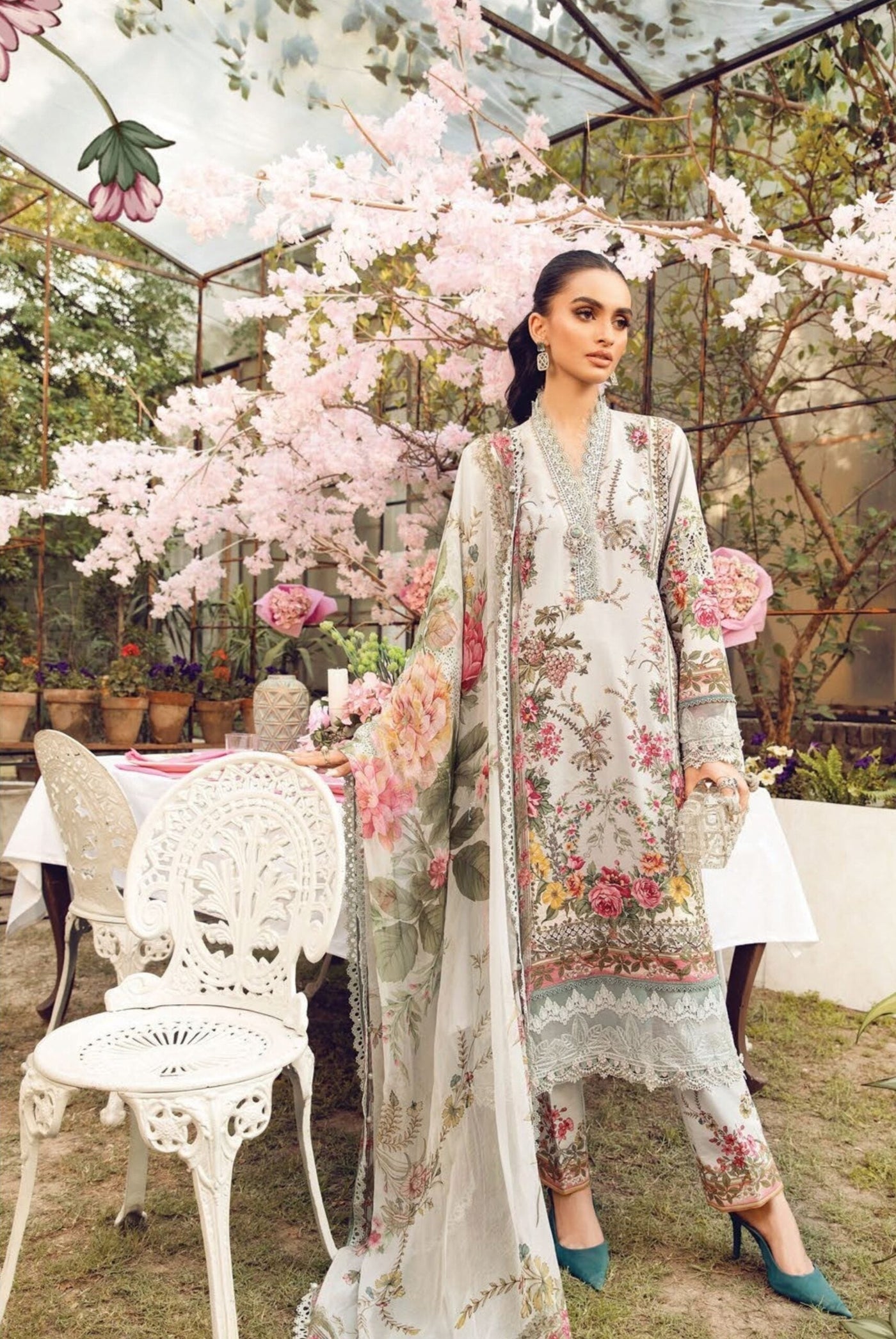 3 Piece Stitched Embroidered Lawn Suit From Maria.B By M.Prints Eid Edit Collection'25 - 08