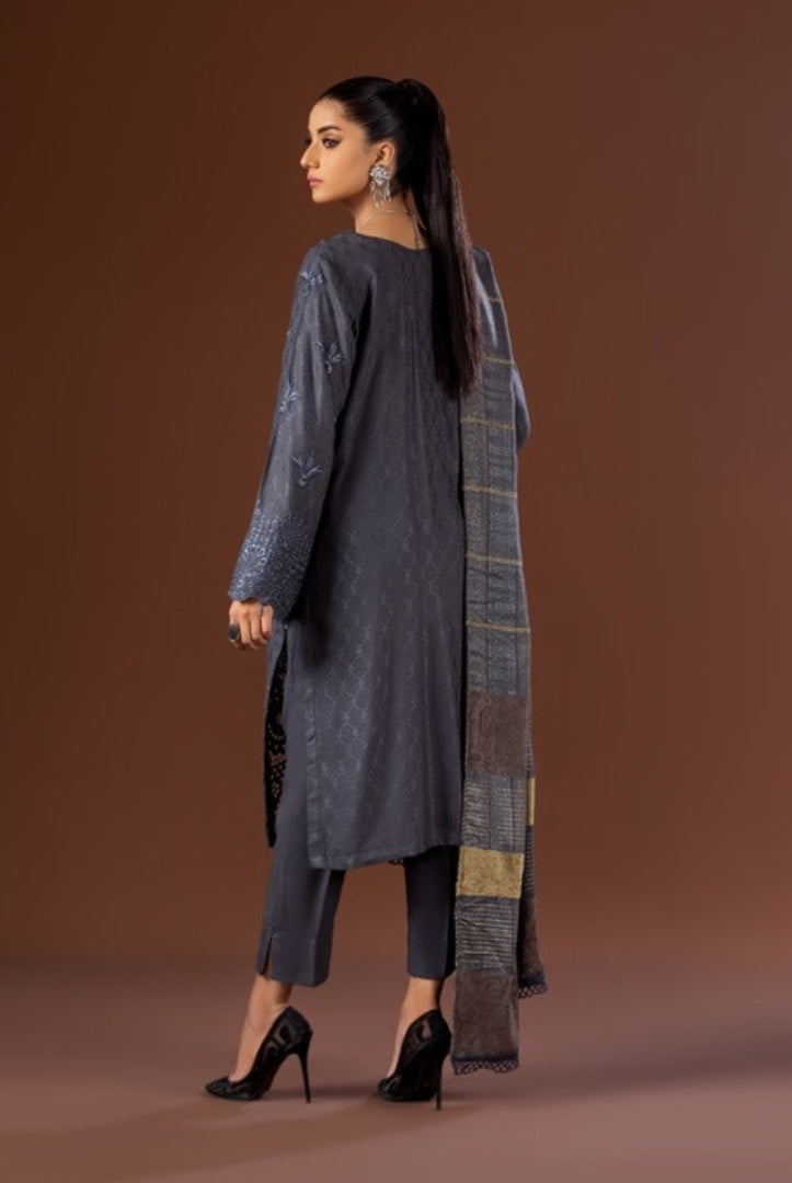 Tehzeeb By Riaz Arts Embroidered Leather Peach With Velvet Shawl Suits Collection - 08