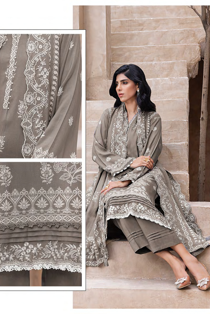 3 Piece Stitched Winter Essentials By LSM Lakhany Embroidered Cashmi Wool LG-UB-0210-B