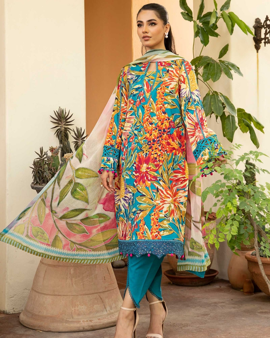 3 Piece Stitched Embroidered Lawn Suit From Maria.B By M.Basics Eid Collection'25-09