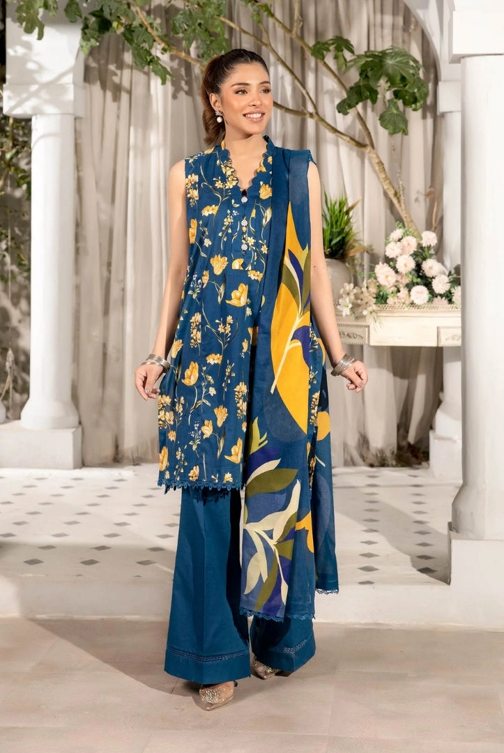 3 Piece Stitched Printed Lawn Suit From Maria.B By M.Basics Vol-01 Collection'25  Elaheh - 09