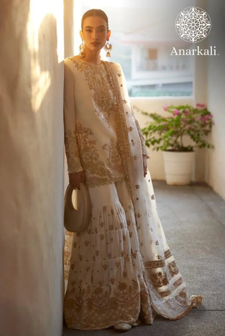 Liliana Luxury Lawn 24 Mirhana Faiza Saqlain 3 piece Stitched Suit ( off White)