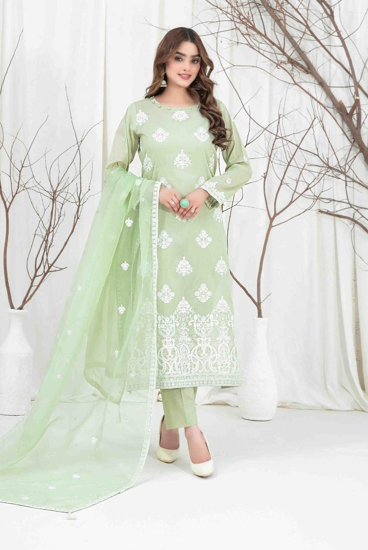 3 Piece Stitched Fancy Embroidered Lawn Suit From Aeni By Tawakkal - 09