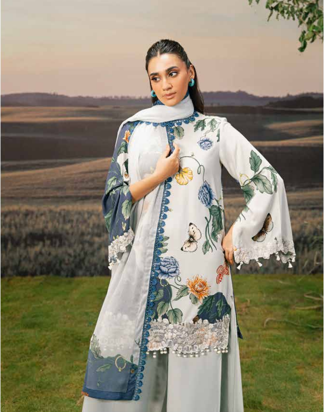 3 Piece Stitched Embroidered Linen Casual - Pre/Fall 25 Winter M.Basics by MARIA.B  - MBPF#09