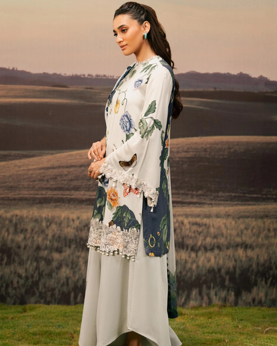 3 Piece Stitched Embroidered Linen Casual - Pre/Fall 25 Winter M.Basics by MARIA.B  - MBPF#09