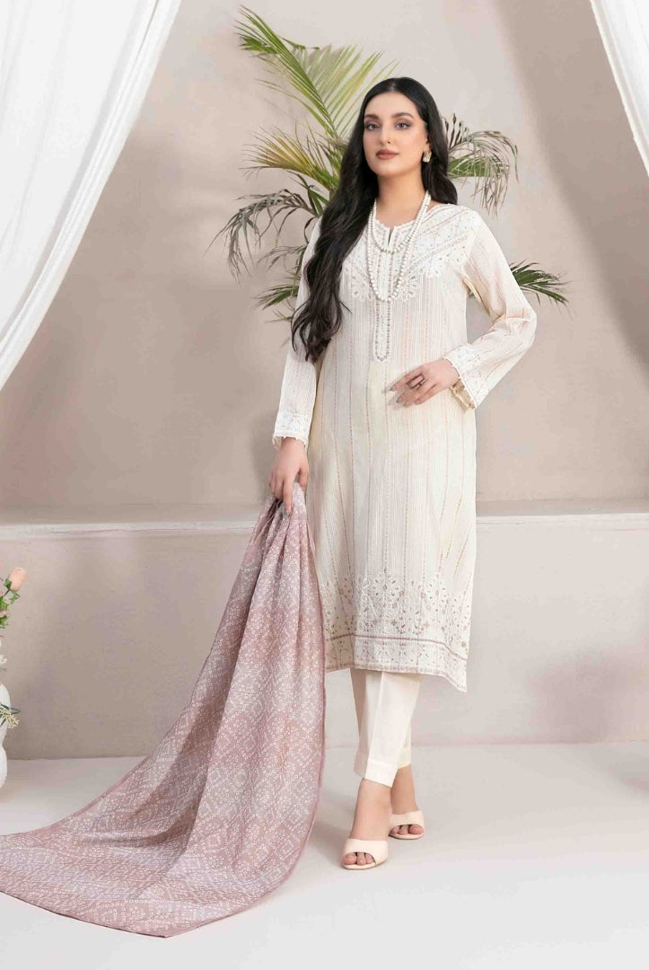 Lekeesha By Tawakkal Fabrics 3 Piece Stitched Embroidered Lawn Suit - 01