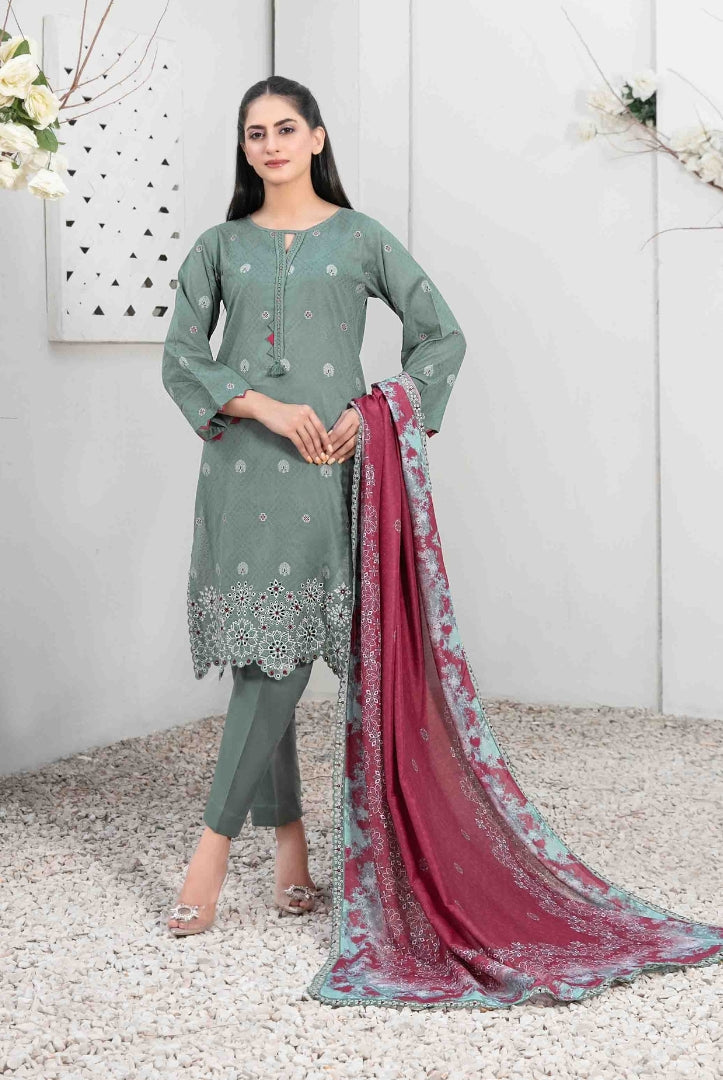 Tanzil By Tawakkal Pret 3 Piece Stitched Embroidered Lawn Suit - 03