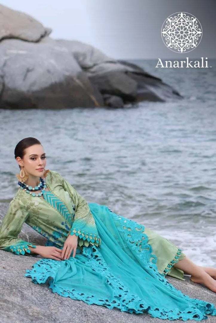 Charizma Printed Lawn with  Embroidered Chiffon  Dupatta 3piece Stitched Suit - 07