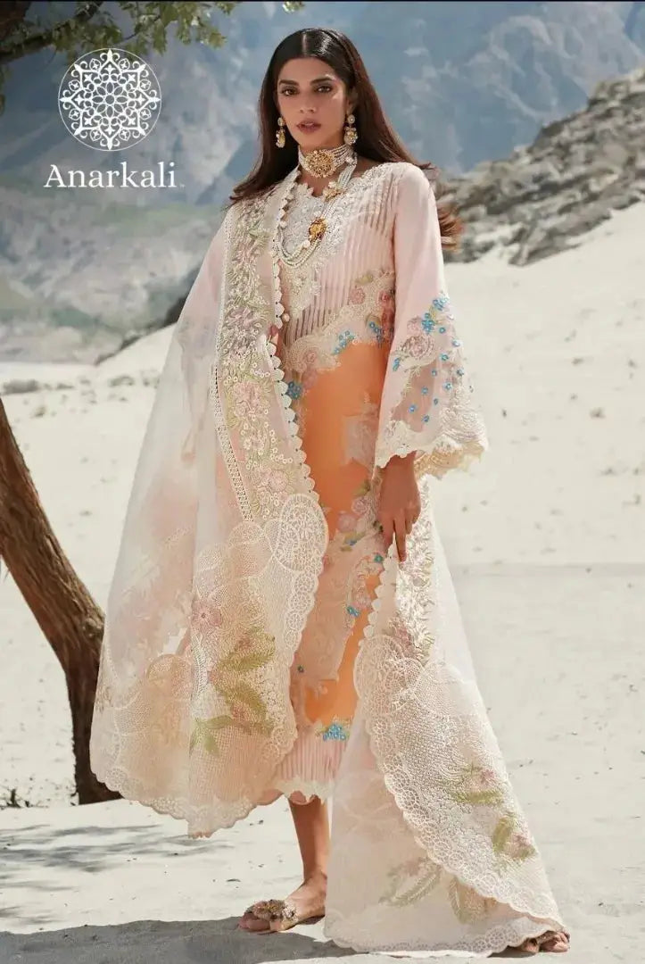 MEDLEY OF LACE - CRIMSON X SAIRA SHAKIRA LUXURY LAWN - ORANGE