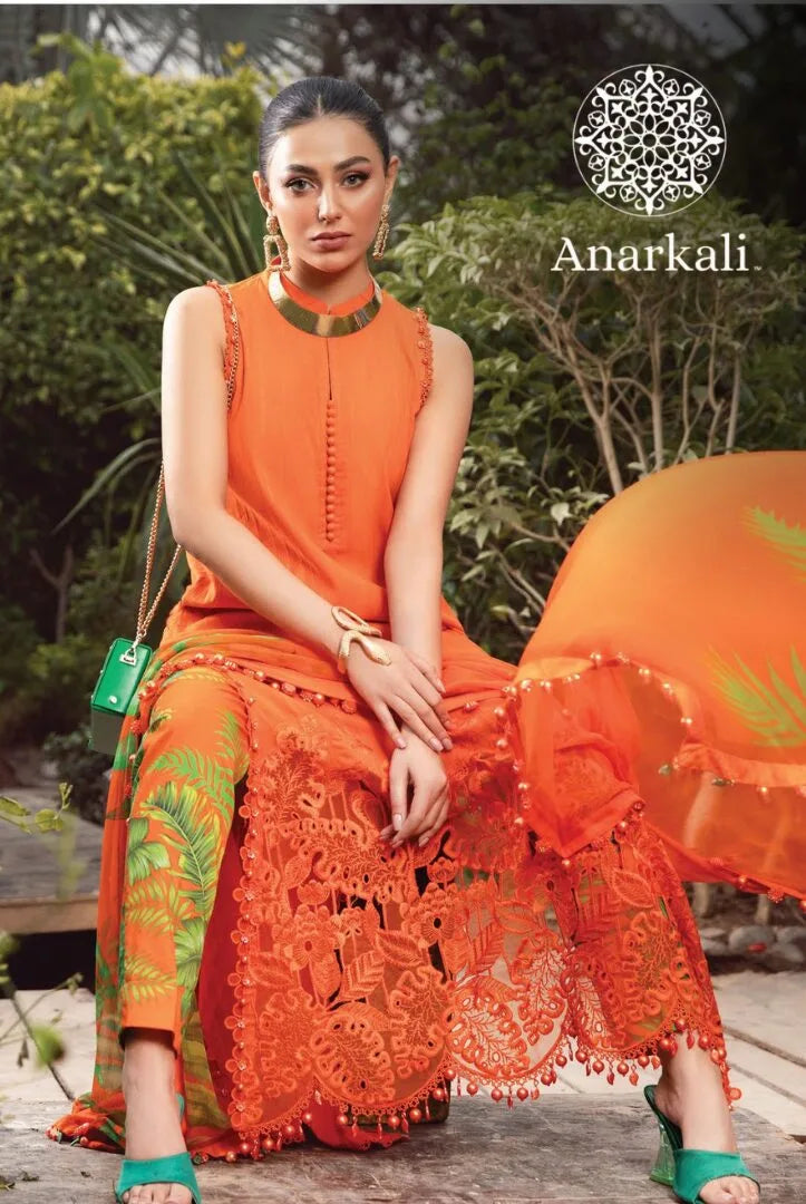 Maria.B M.Prints 3Piece Stitched Spring Summer 2024 Collection (Orange)