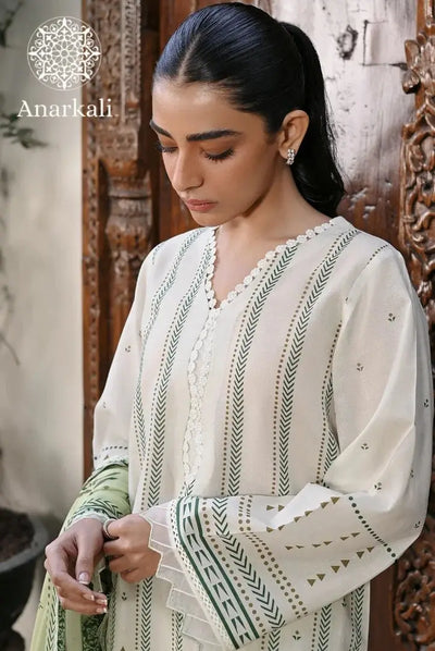 Print Edit By Sahar Stitched 3Pcs Lawn Suit (Off White)