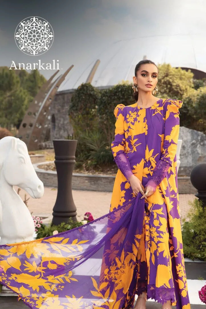 Maria.B M.Prints 3Piece Stitched Spring Summer 2024 Collection (Yellow & Purple)