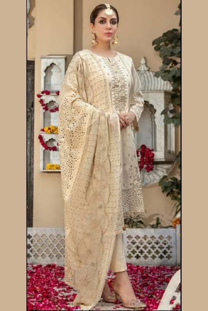 Tawakkal Jashan 3 Piece Stitched Suit(Cream)