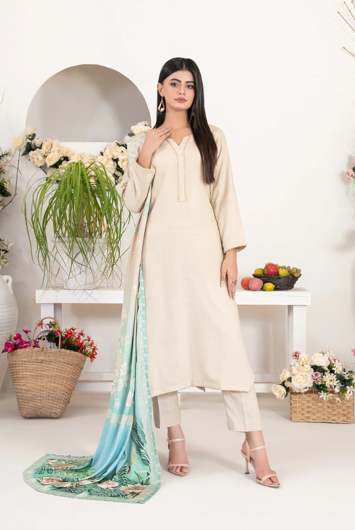 3 Piece Stitched Fancy Printed Leather Peach Laila by Tawakkal  Winter Collection D-4713